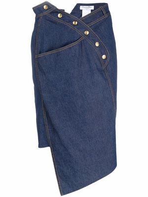 Christian Dior 2000s pre-owned asymmetric denim skirt - Blue