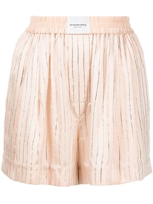 Alexander Wang metallic-stripe silk shorts - Pink