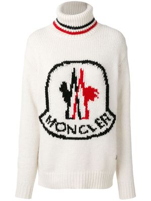 Moncler Gamme Rouge logo patch roll-neck sweater - White