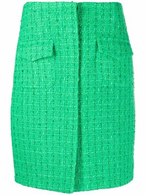 12 STOREEZ high-waisted tweed midi skirt - Green
