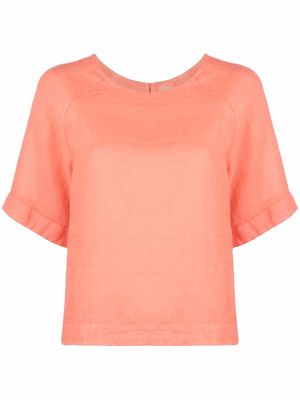 120% Lino linen boat neck T-shirt - Orange