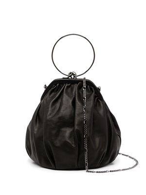 Discord Yohji Yamamoto ruched leather crossbody bag - Black
