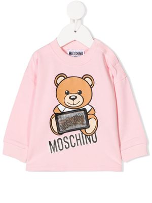 Moschino Kids hologram logo patch sweatshirt - Pink