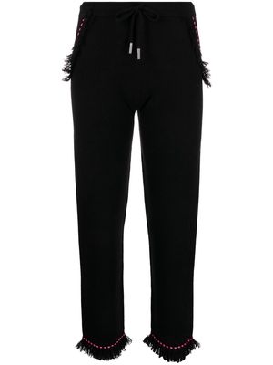 Max & Moi frayed contrast-stitch trousers - Black