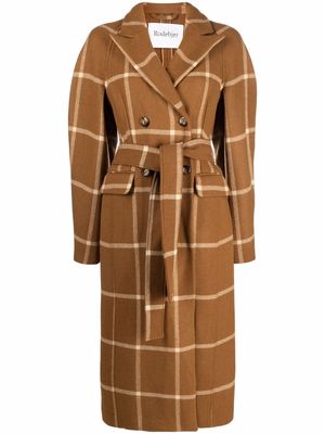 Rodebjer check-print double-breasted coat - Brown