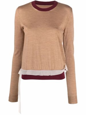 Maison Margiela contrast-trim long-sleeve knitted top - Neutrals