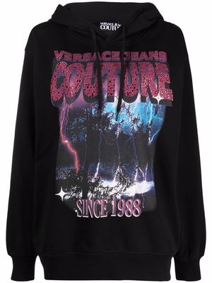 Versace Jeans Couture graphic-print cotton hoodie - Black