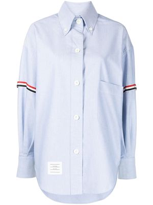 Thom Browne ribbon-trim oversized shirt - Blue