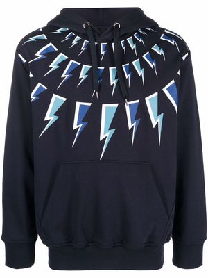 Neil Barrett lightning bolt print hoodie - Blue