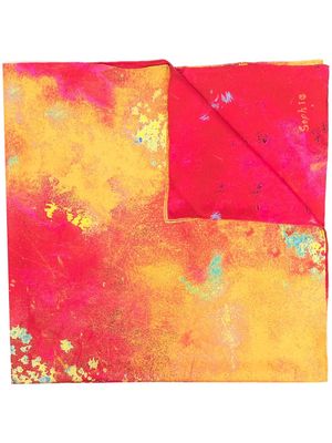 SHIATZY CHEN abstract print silk scarf - Red