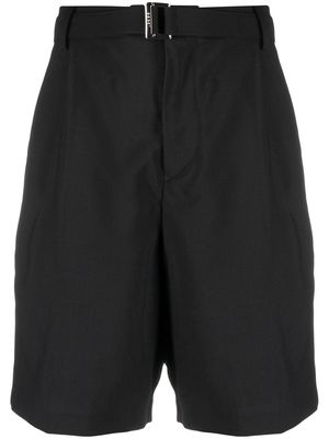 sacai belted straight-leg tailored shorts - Black