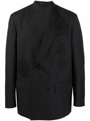 Valentino flower detail blazer jacket - Black