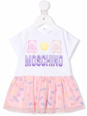 Moschino Kids Teddy tulle-trim dress - Pink