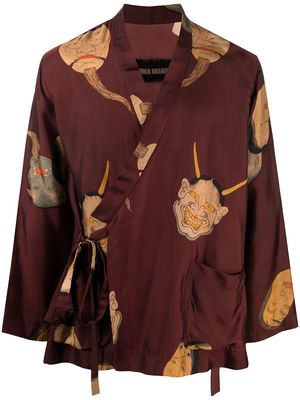 Uma Wang graphic print kimono jacket - Red