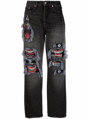 Doublet mid-rise graphic-print jeans - Black