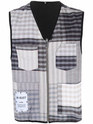 MCQ patchwork check-print vest jacket - Grey