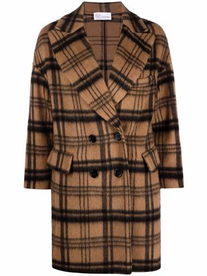 RED Valentino checked wool-blend coat - Brown
