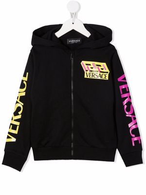 Versace Kids logo-printed hoodie - Black
