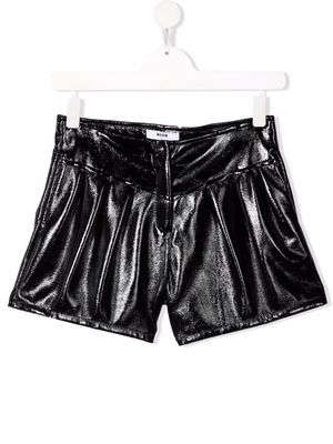 MSGM Kids high-shine finish shorts - Black