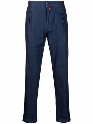 Kiton elasticated denim trousers - Blue