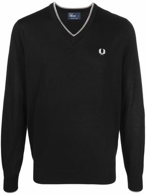 FRED PERRY V-neck wool jumper - Black