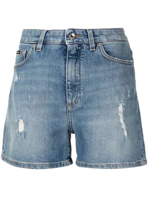Dolce & Gabbana high-waisted distressed denim shorts - Blue