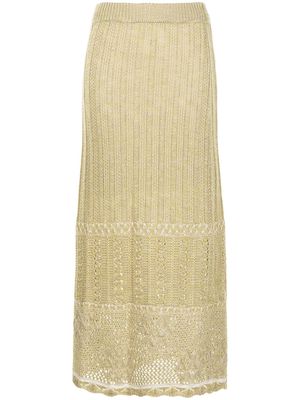 Mame Kurogouchi floral watermark knit skirt - Yellow