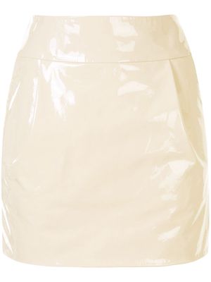 Alexandre Vauthier patent leather mini skirt - Neutrals