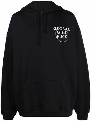 VETEMENTS Global Mind-print fleece hoodie - Black