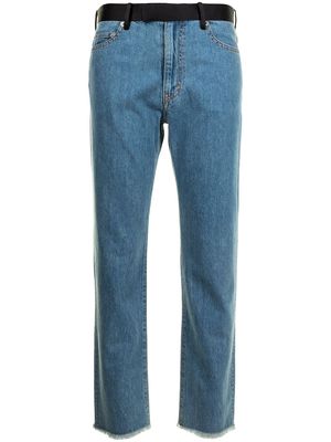 Sueundercover panelled-waist straight jeans - Blue