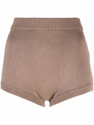 12 STOREEZ knitted high waisted shorts - Brown