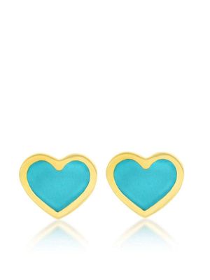 Jennifer Meyer 18kt yellow gold turquoise inlay XS Heart stud earrings