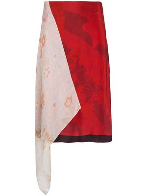 Marine Serre asymmetric patchwork skirt - Red