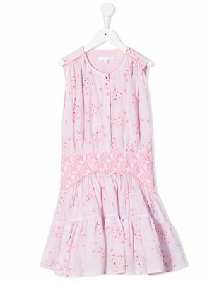 Chloé Kids floral print flared dress - Pink