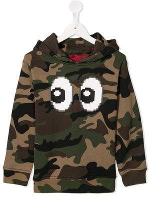 Mostly Heard Rarely Seen 8-Bit Eyez print camouflage hoodie - Green