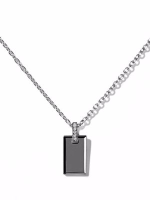 AS29 18kt gold small Tag diamond rectangle pendant necklace - Silver