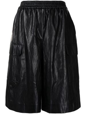 Juun.J elasticated-waist leather shorts - Black