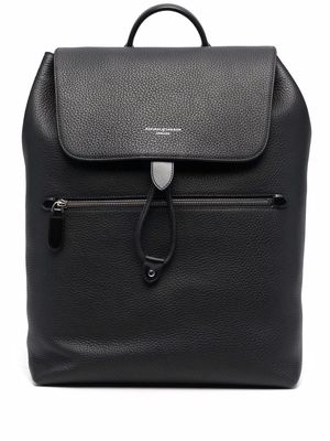Aspinal Of London Reporter grained-effect backpack - Black