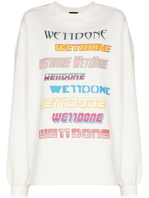 We11done logo-print crew-neck sweatshirt - White