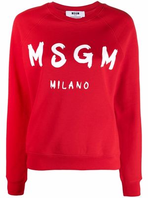 MSGM logo-print crew neck sweatshirt - Red