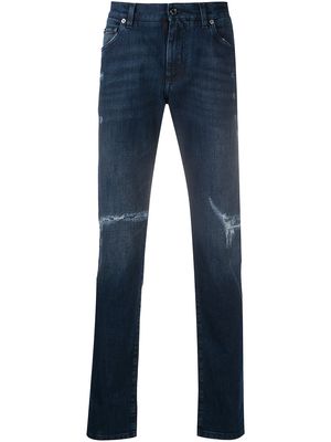 Dolce & Gabbana ripped mid-rise skinny jeans - Blue