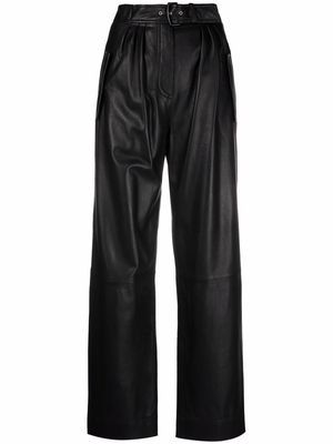 Alberta Ferretti high-waisted leather trousers - Black