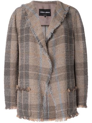 Giorgio Armani plaid fitted blazer - Brown