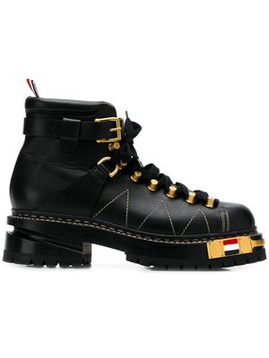 Thom Browne RWB-detail Vitello hiking boots - Black