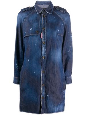 Dsquared2 distressed finish button front shirt dress - Blue