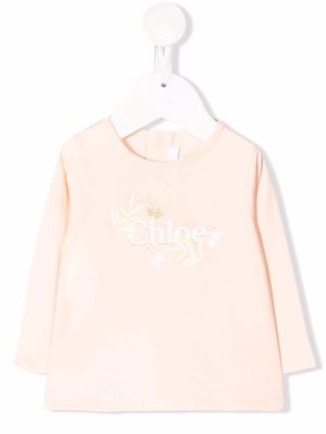 Chloé Kids glitter logo T-shirt - Pink