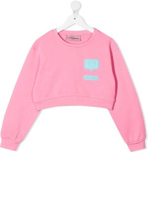 Chiara Ferragni Kids logo-patch cropped sweatshirt - Pink