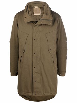Ten C hooded down coat - Green