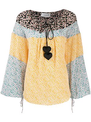 LANVIN heart embellished floral print blouse - Yellow