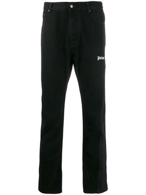 Palm Angels branded straight jeans - Black